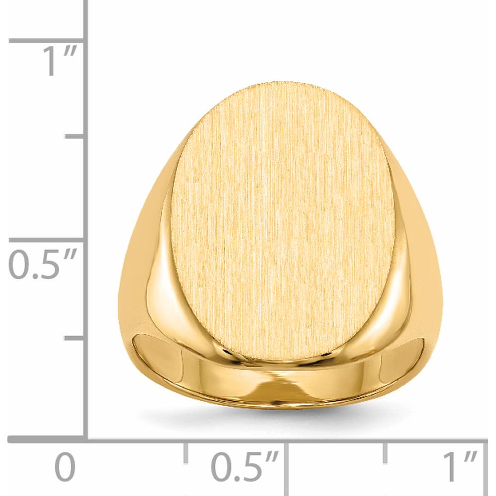 14K Yellow Gold Men's Closed Back Signet Ring with Polished and Satin Finish - Size 8-12 by 0
