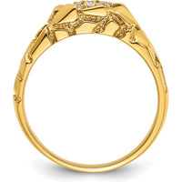 14K Yellow Gold Men's Cluster Diamond Nugget Ring with 7 Diamonds by IBGoodman
