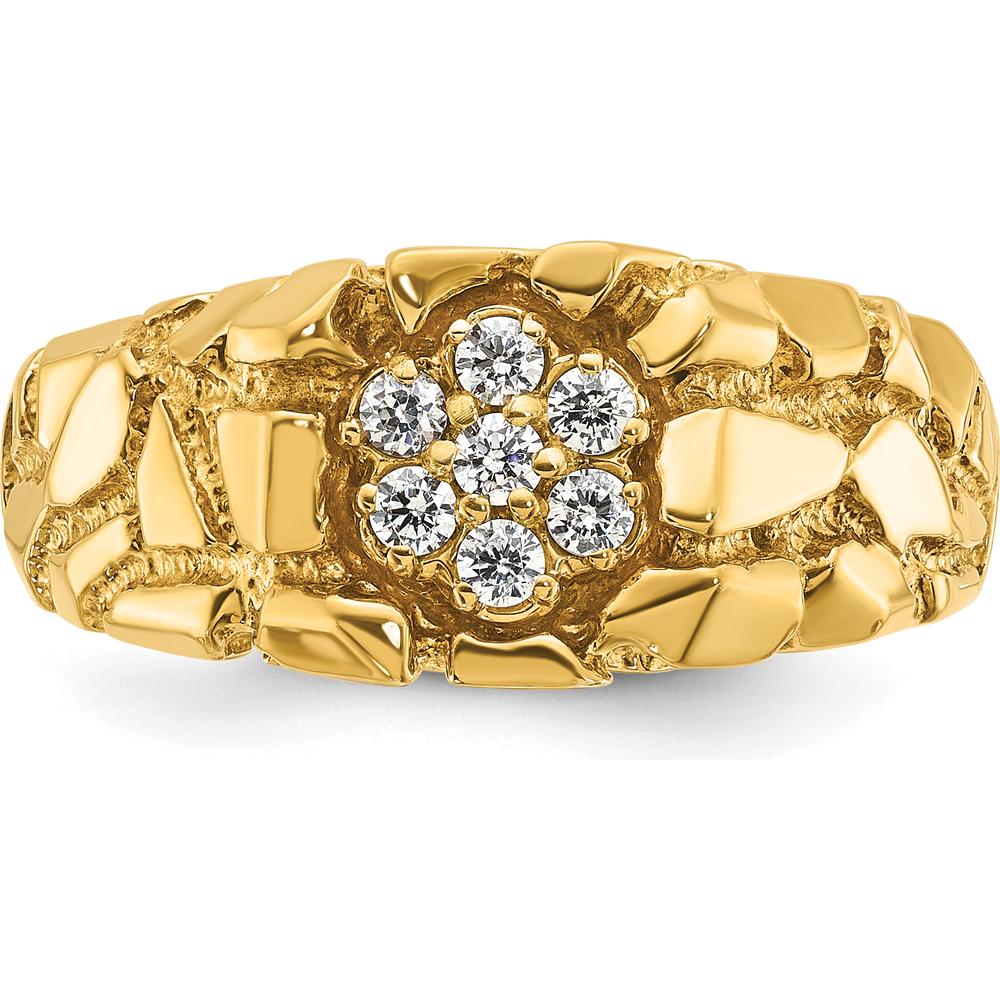 14K Yellow Gold Men's Cluster Diamond Nugget Ring with 7 Diamonds by IBGoodman