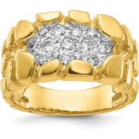 14K Yellow Gold Men's Cluster Ring with 1/2 Carat Diamond Nugget Design by IBGoodman
