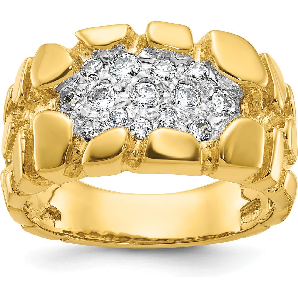 14K Yellow Gold Men's Cluster Ring with 1/2 Carat Diamond Nugget Design by IBGoodman
