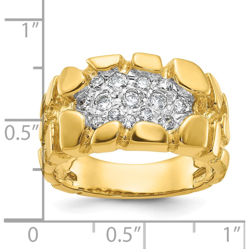 14K Yellow Gold Men's Cluster Ring with 1/2 Carat Diamond Nugget Design by IBGoodman