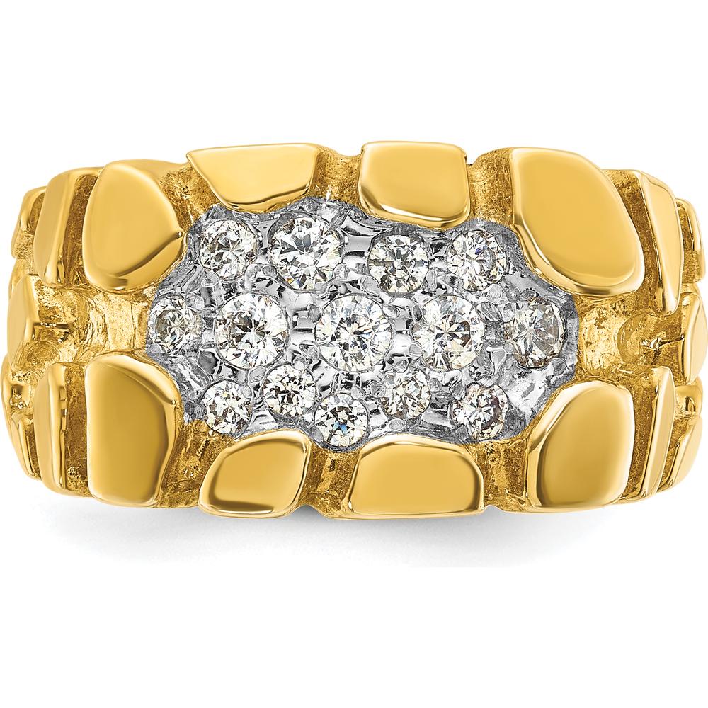 14K Yellow Gold Men's Cluster Ring with 1/2 Carat Diamond Nugget Design by IBGoodman