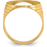 14K Yellow Gold Men's Coin Bezel Ring with Diamond-Cut Ribbed Edge - Customizable for 1/10 oz. American Eagle Coin by Numis Coin Jewelry