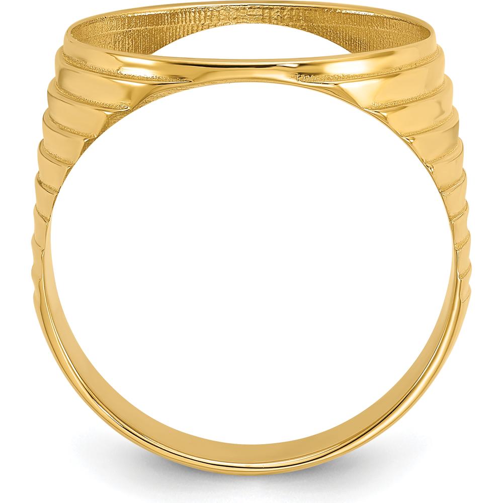 14K Yellow Gold Men's Coin Bezel Ring with Diamond-Cut Ribbed Edge - Customizable for 1/10 oz. American Eagle Coin by Numis Coin Jewelry