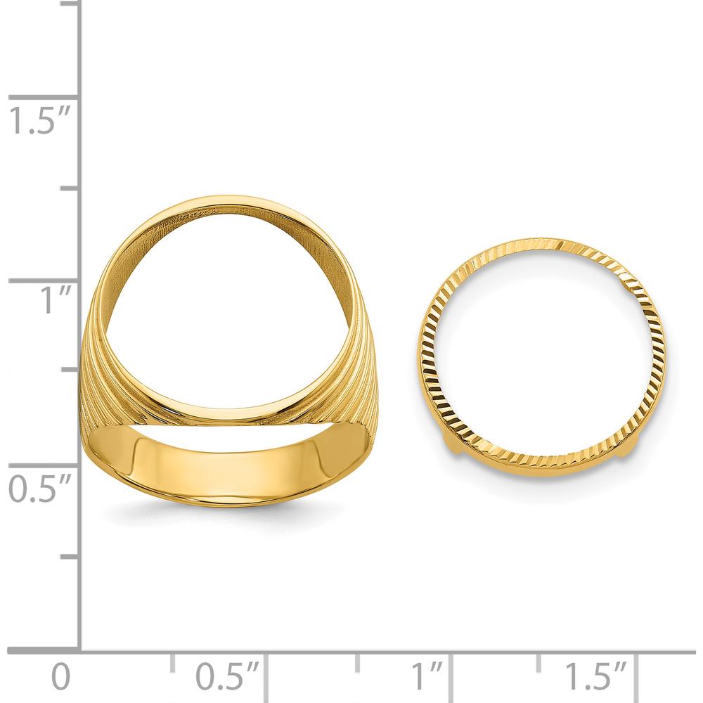14K Yellow Gold Men's Coin Bezel Ring with Diamond-Cut Ribbed Edge - Customizable for 1/10 oz. American Eagle Coin by Numis Coin Jewelry