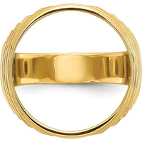 14K Yellow Gold Men's Coin Bezel Ring with Diamond-Cut Ribbed Edge - Customizable for 1/10 oz. American Eagle Coin by Numis Coin Jewelry