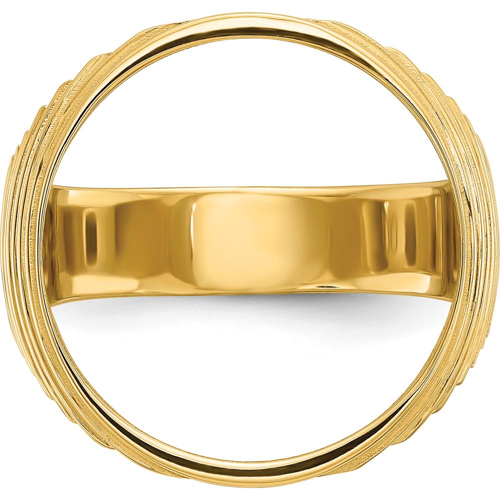 14K Yellow Gold Men's Coin Bezel Ring with Diamond-Cut Ribbed Edge - Customizable for 1/10 oz. American Eagle Coin by Numis Coin Jewelry