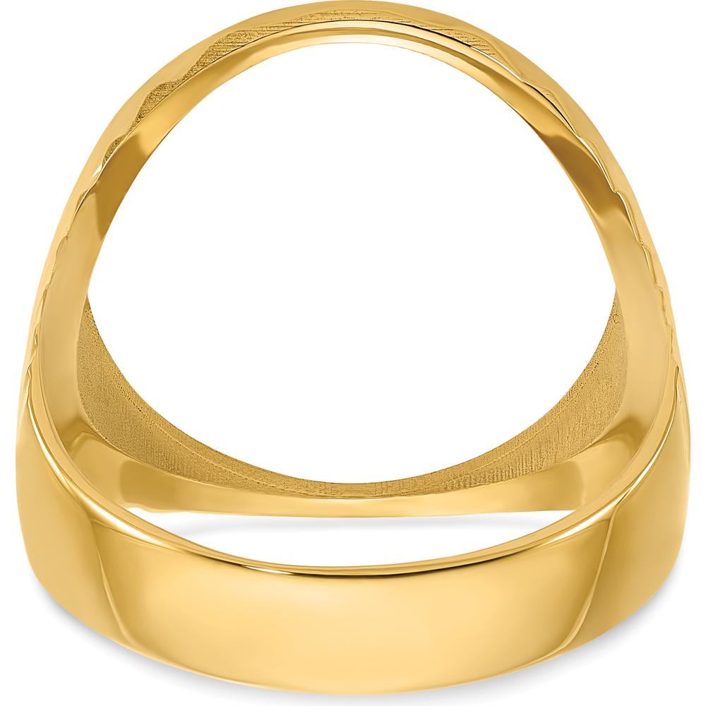 14K Yellow Gold Men's Coin Bezel Ring with Diamond-Cut Ribbed Edge - Customizable for 1/10 oz. American Eagle Coin by Numis Coin Jewelry