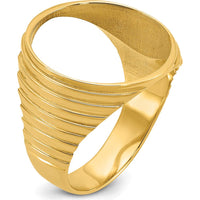 14K Yellow Gold Men's Coin Bezel Ring with Diamond-Cut Ribbed Edge - Customizable for 1/10 oz. American Eagle Coin by Numis Coin Jewelry