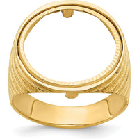 14K Yellow Gold Men's Coin Bezel Ring with Diamond-Cut Ribbed Edge - Customizable for 1/10 oz. American Eagle Coin by Numis Coin Jewelry