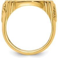 14K Yellow Gold Men's Coin Bezel Ring with Diamond-Cut Texture and Horse Motif - Customizable for 1/10 oz. American Eagle Coin by Numis Coin Jewelry