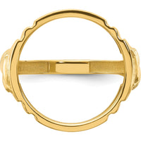 14K Yellow Gold Men's Coin Bezel Ring with Diamond-Cut Texture and Horse Motif - Customizable for 1/10 oz. American Eagle Coin by Numis Coin Jewelry