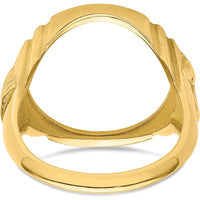 14K Yellow Gold Men's Coin Bezel Ring with Diamond-Cut Texture and Horse Motif - Customizable for 1/10 oz. American Eagle Coin by Numis Coin Jewelry