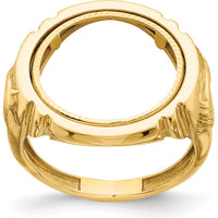 14K Yellow Gold Men's Coin Bezel Ring with Diamond-Cut Texture and Horse Motif - Customizable for 1/10 oz. American Eagle Coin by Numis Coin Jewelry