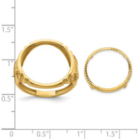 14K Yellow Gold Men's Coin Bezel Ring with Diamond-Cut Texture and Horse Motif - Customizable for 1/10 oz. American Eagle Coin by Numis Coin Jewelry