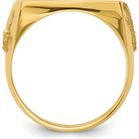 14K Yellow Gold Men's Coin Bezel Ring with Flying Eagle Design - Holds 1/10 oz. American Eagle Coin by Numis Coin Jewelry
