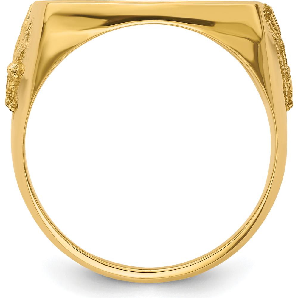 14K Yellow Gold Men's Coin Bezel Ring with Flying Eagle Design - Holds 1/10 oz. American Eagle Coin by Numis Coin Jewelry