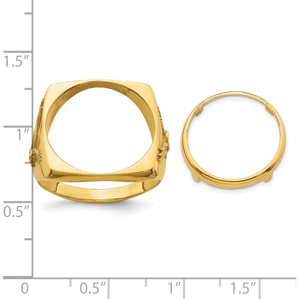 14K Yellow Gold Men's Coin Bezel Ring with Flying Eagle Design - Holds 1/10 oz. American Eagle Coin by Numis Coin Jewelry