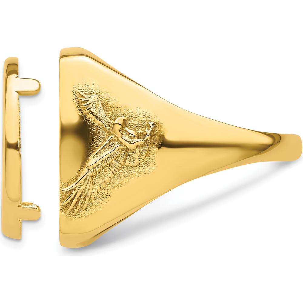14K Yellow Gold Men's Coin Bezel Ring with Flying Eagle Design - Holds 1/10 oz. American Eagle Coin by Numis Coin Jewelry