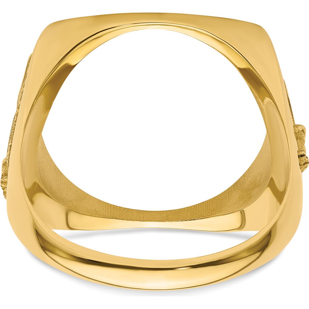 14K Yellow Gold Men's Coin Bezel Ring with Flying Eagle Design - Holds 1/10 oz. American Eagle Coin by Numis Coin Jewelry