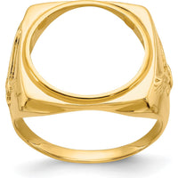 14K Yellow Gold Men's Coin Bezel Ring with Flying Eagle Design - Holds 1/10 oz. American Eagle Coin by Numis Coin Jewelry