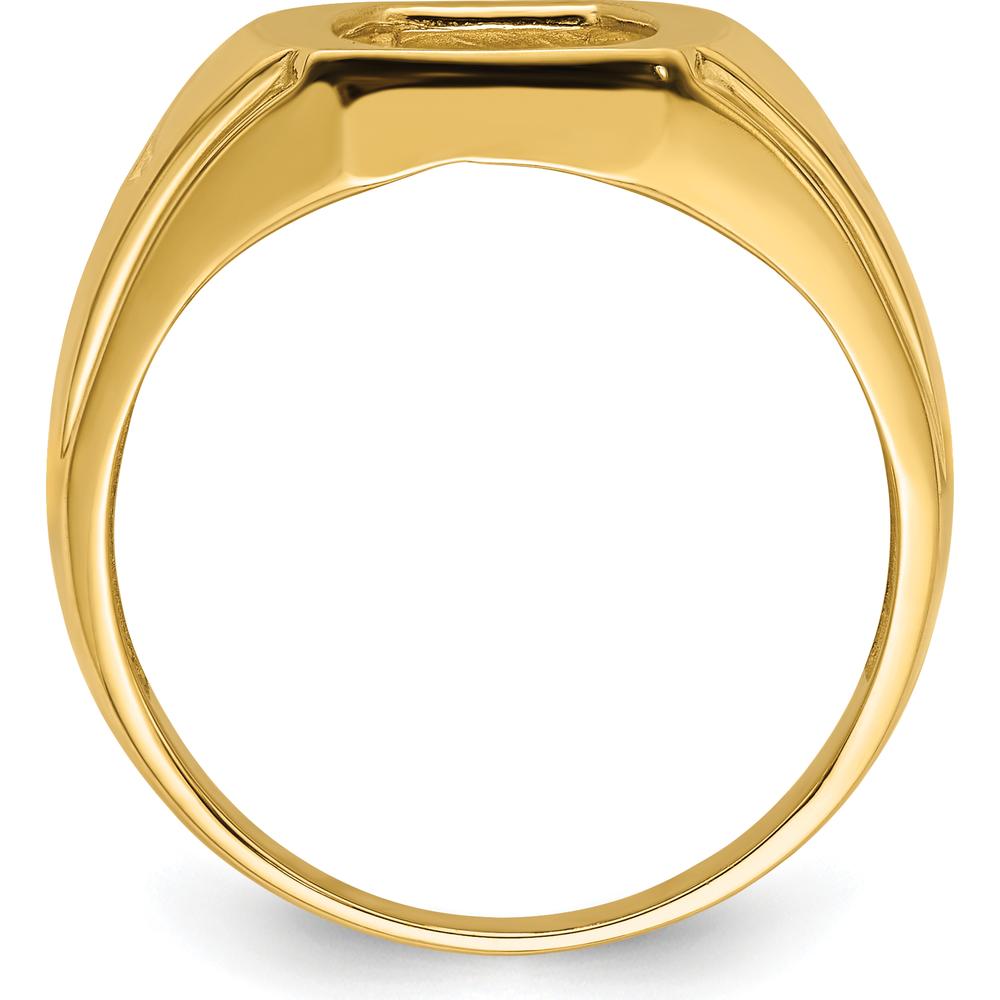 14K Yellow Gold Men's Cross Ring Mounting with Tapered Band Design by IBGoodman