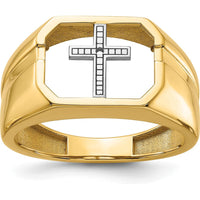 14K Yellow Gold Men's Cross Ring with Polished Tapered Band - 12mm Width by Monteluci Fine Jewelry