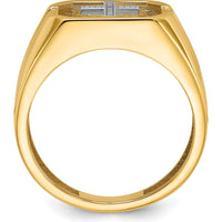 14K Yellow Gold Men's Cross Ring with Polished Tapered Band - 12mm Width by Monteluci Fine Jewelry
