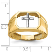 14K Yellow Gold Men's Cross Ring with Polished Tapered Band - 12mm Width by Monteluci Fine Jewelry