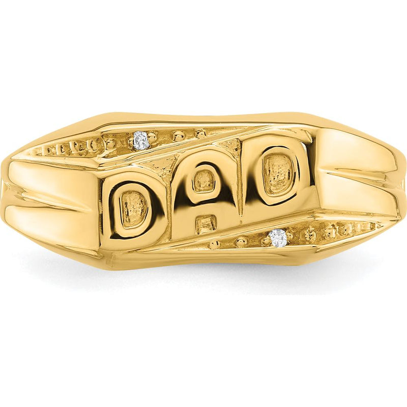 14K Yellow Gold Men's "DAD" Ring with Round Diamonds - 0.004 Carat Total Diamond Weight by IBGoodman