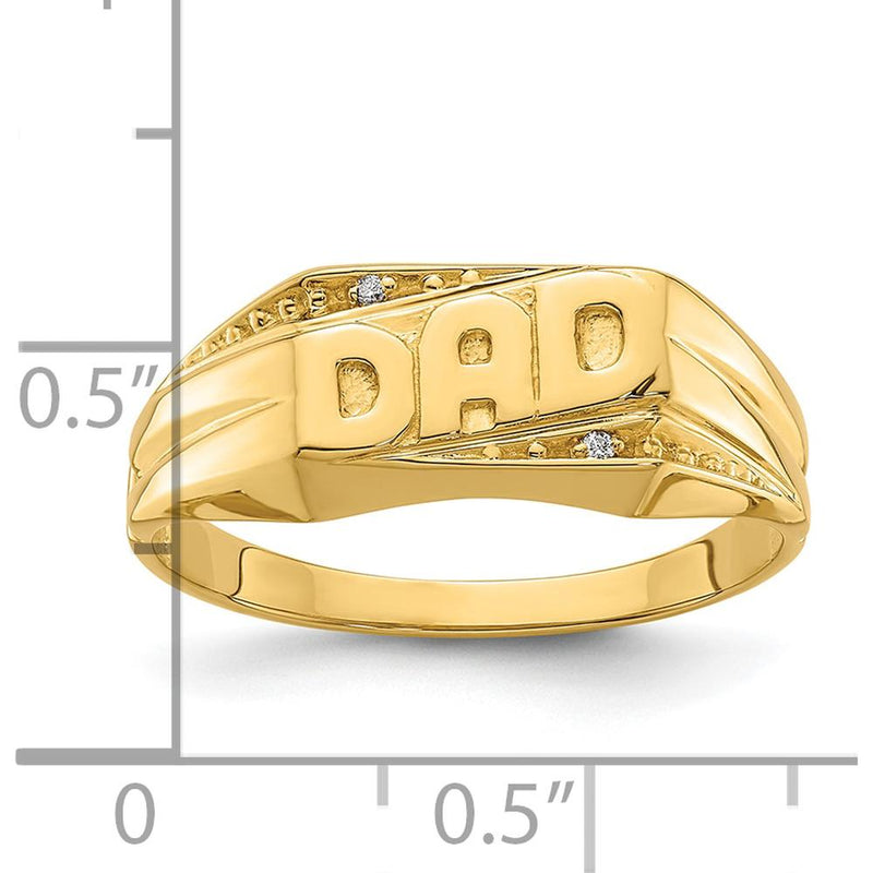 14K Yellow Gold Men's "DAD" Ring with Round Diamonds - 0.004 Carat Total Diamond Weight by IBGoodman