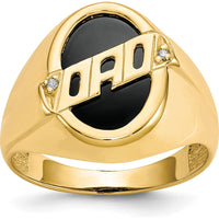 14K Yellow Gold Men's Diamond and Black Onyx DAD Ring with Two Round Diamonds - 0.004 Carat Total Diamond Weight by IBGoodman