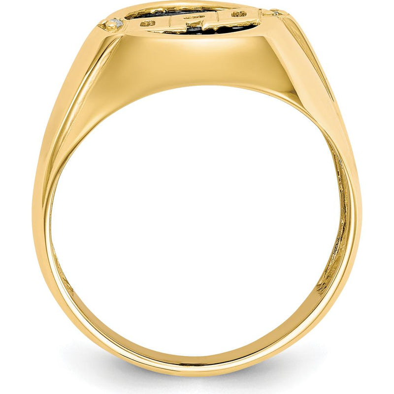 14K Yellow Gold Men's Diamond and Black Onyx DAD Ring with Two Round Diamonds - 0.004 Carat Total Diamond Weight by IBGoodman