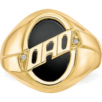 14K Yellow Gold Men's Diamond and Black Onyx DAD Ring with Two Round Diamonds - 0.004 Carat Total Diamond Weight by IBGoodman