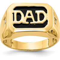 14K Yellow Gold Men's Diamond and Onyx Dad Ring with Round Diamond Accents - 0.01 Carat Total Diamond Weight by Monteluci Fine Jewelry