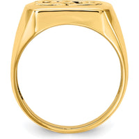 14K Yellow Gold Men's Diamond and Onyx Dad Ring with Round Diamond Accents - 0.01 Carat Total Diamond Weight by Monteluci Fine Jewelry