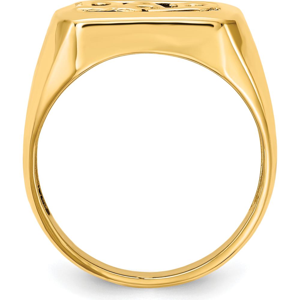 14K Yellow Gold Men's Diamond and Onyx Dad Ring with Round Diamond Accents - 0.01 Carat Total Diamond Weight by Monteluci Fine Jewelry