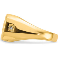 14K Yellow Gold Men's Diamond and Onyx Dad Ring with Round Diamond Accents - 0.01 Carat Total Diamond Weight by Monteluci Fine Jewelry