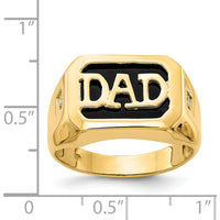 14K Yellow Gold Men's Diamond and Onyx Dad Ring with Round Diamond Accents - 0.01 Carat Total Diamond Weight by Monteluci Fine Jewelry