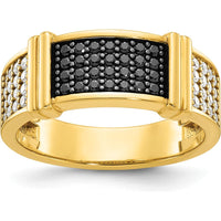 14K Yellow Gold Men's Diamond Band Ring with 5/8 Carat Black and White Diamonds by IBGoodman