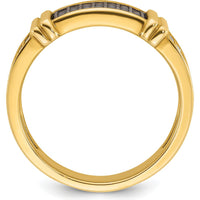14K Yellow Gold Men's Diamond Band Ring with 5/8 Carat Black and White Diamonds by IBGoodman