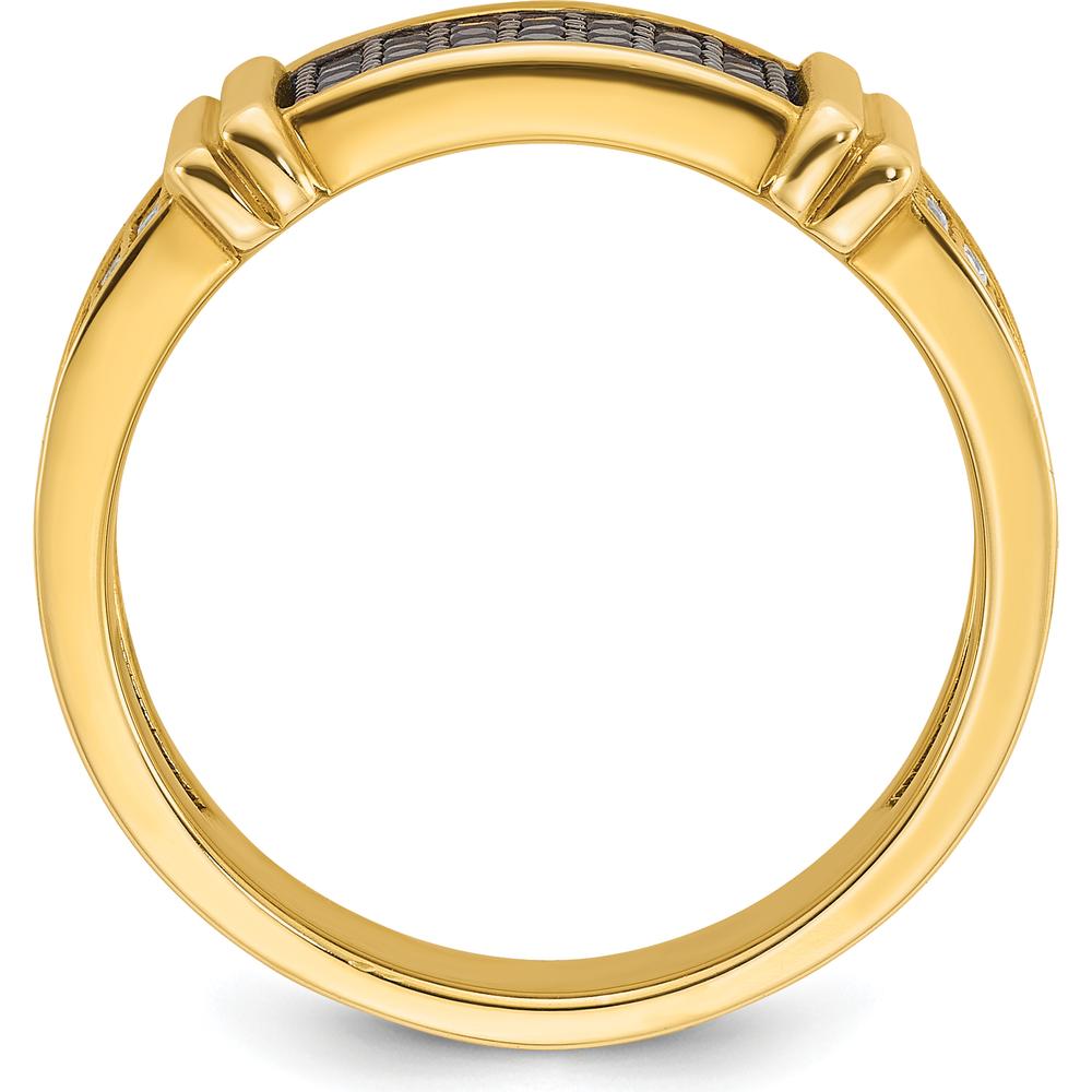 14K Yellow Gold Men's Diamond Band Ring with 5/8 Carat Black and White Diamonds by IBGoodman