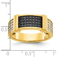 14K Yellow Gold Men's Diamond Band Ring with 5/8 Carat Black and White Diamonds by IBGoodman