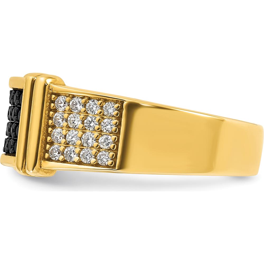 14K Yellow Gold Men's Diamond Band Ring with 5/8 Carat Black and White Diamonds by IBGoodman