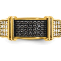 14K Yellow Gold Men's Diamond Band Ring with 5/8 Carat Black and White Diamonds by IBGoodman
