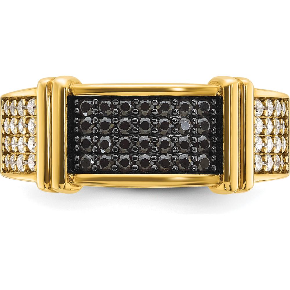 14K Yellow Gold Men's Diamond Band Ring with 5/8 Carat Black and White Diamonds by IBGoodman