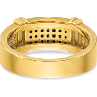 14K Yellow Gold Men's Diamond Band Ring with 5/8 Carat Black and White Diamonds by IBGoodman