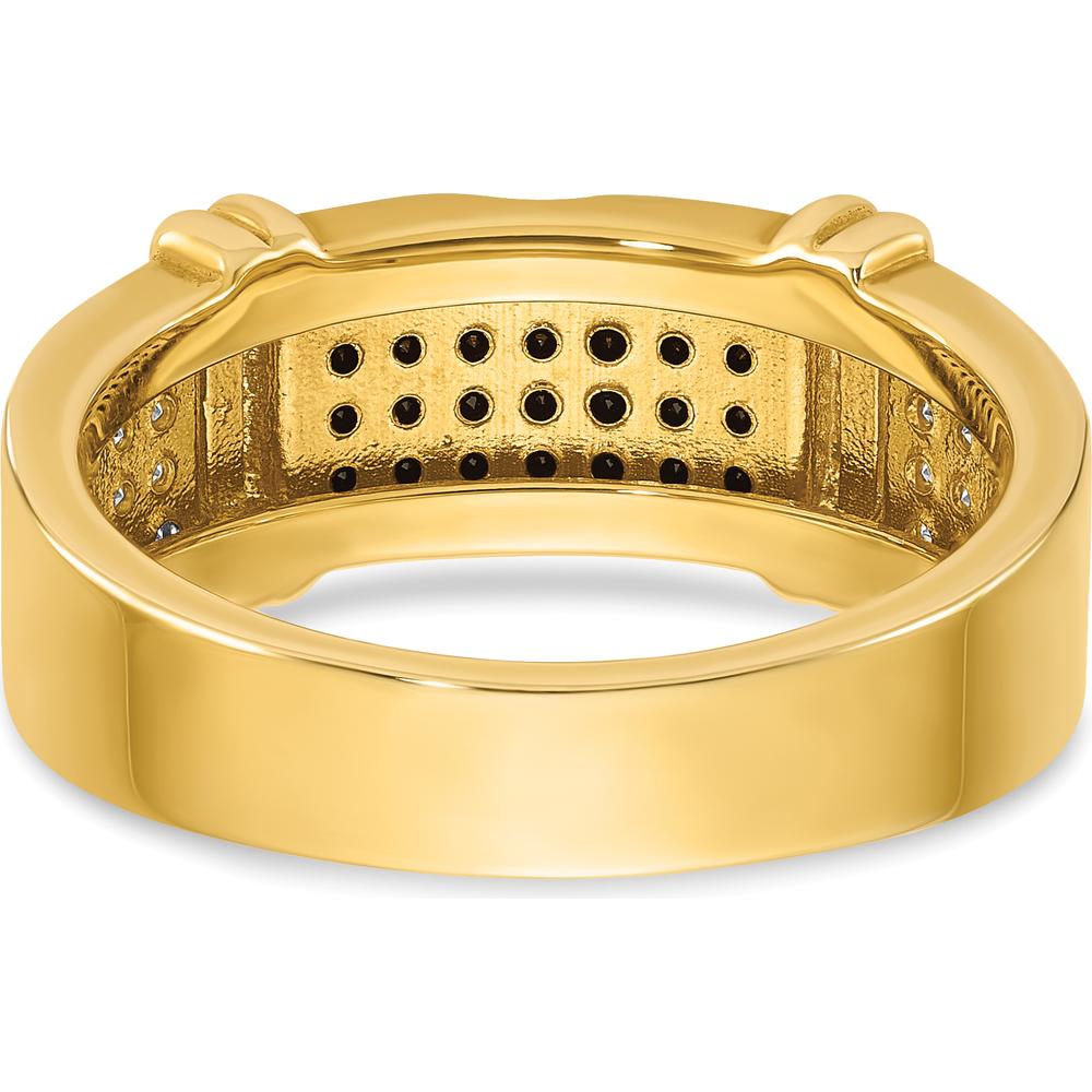 14K Yellow Gold Men's Diamond Band Ring with 5/8 Carat Black and White Diamonds by IBGoodman