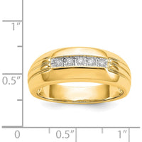 14K Yellow Gold Men's Diamond Band Ring with 5 Round Diamonds - 0.10 Carat Total Diamond Weight by 0